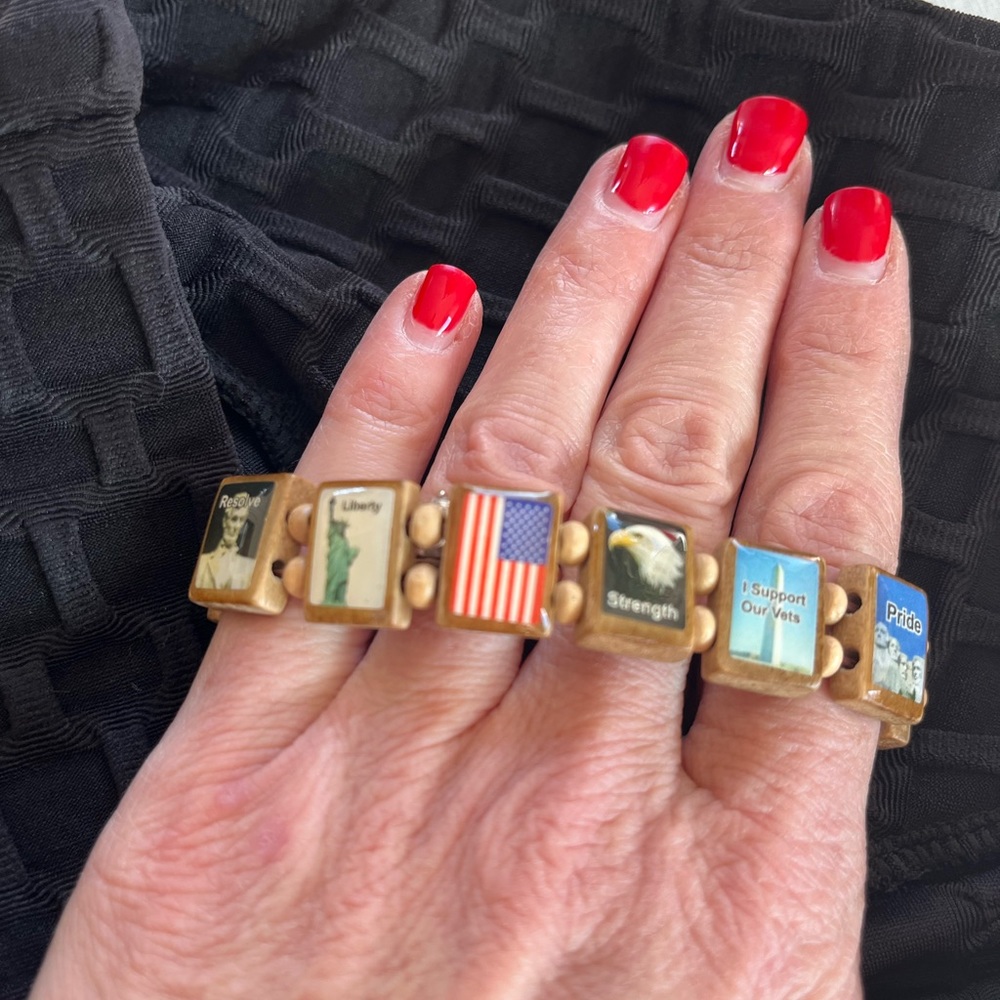 Bracelet wrist story America stretch bracelet Uncle Sam, flag,eagle, liberty